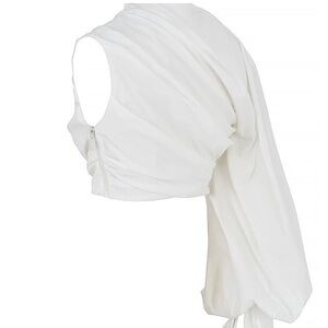House of CB White Cropped Blouse